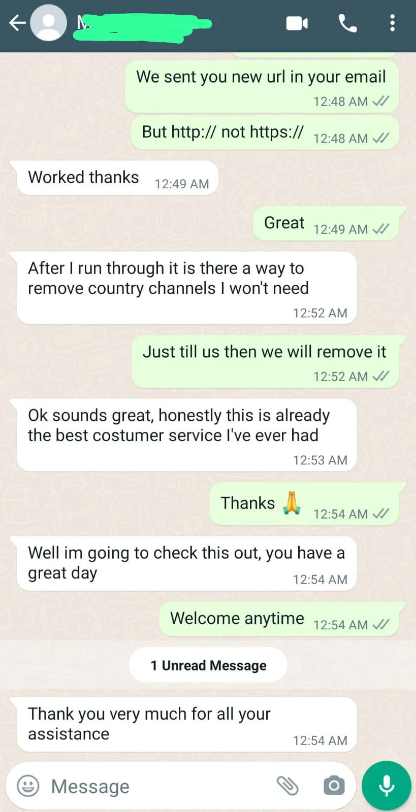 Customer chat confirming login details provided by IPTVDream quickly with fast support response.